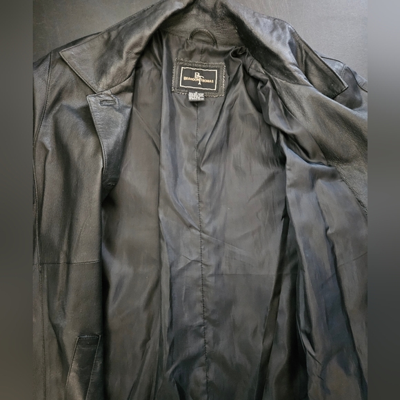 NWOT - Leather Brandon Thomas Black Long Trench Coat - Size 1X - Picture 2 of 9